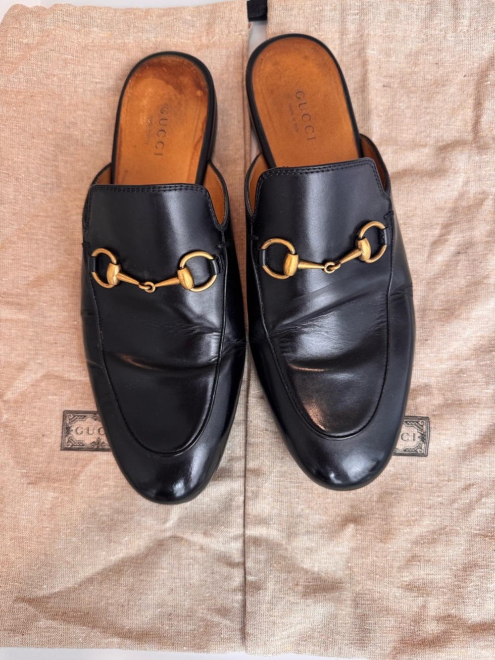 Gucci Black Leather Horsebit Slip-On Loafers